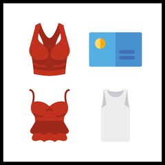 4 brand icon. Vector illustration brand set. tank top and business card icons for brand works