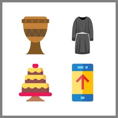 4 studio icon. Vector illustration studio set. up and dress icons for studio works