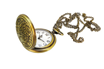 Pocket watch on chain with open lid