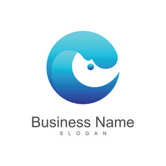 wave letter c logo template