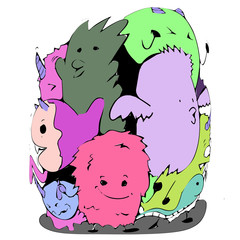 cute funny doodle monster cartoon