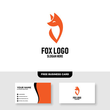 Fox Logo Vector Template, Free Business Card Mockup
