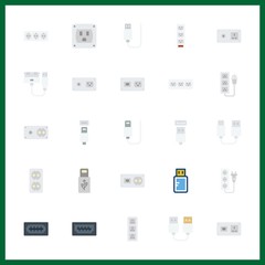 25 plug icon. Vector illustration plug set. usb and pendrive icons for plug works