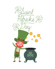 saint patricks day label with leprechaun character