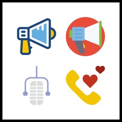 4 communicate icon. Vector illustration communicate set. megaphone and microphone icons for communicate works