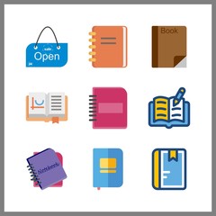 9 textbook icon. Vector illustration textbook set. book and open icons for textbook works