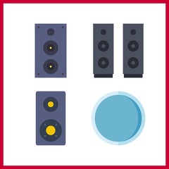 4 workshop icon. Vector illustration workshop set. speaker and crucible icons for workshop works