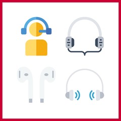 4 headphone icon. Vector illustration headphone set. headphones and earphones icons for headphone works