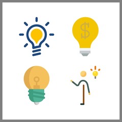 4 lightbulb icon. Vector illustration lightbulb set. idea and invention icons for lightbulb works