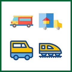4 logistic icon. Vector illustration logistic set. trucks and van icons for logistic works