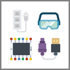 4 connection icon. Vector illustration connection set. socket and secure icons for connection works