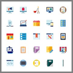 25 notebook icon. Vector illustration notebook set. electronic writing board and blogging icons for notebook works