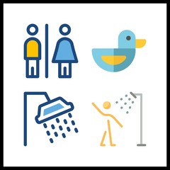 4 bath icon. Vector illustration bath set. showers and duck icons for bath works - 248258315