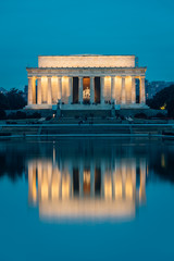 The Lincoln Memorial and Reflecting Pool at night, at the National Mall in Washington, DC
