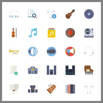 25 sound icon. Vector illustration sound set. sheet music and piano icons for sound works