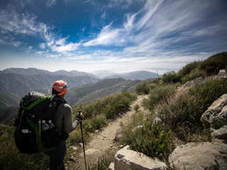 woman hiking on the mountain