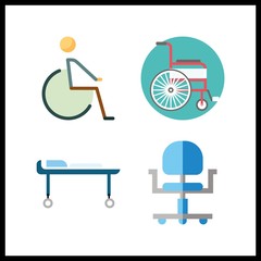 Fototapeta na wymiar 4 disability icon. Vector illustration disability set. wheelchair and disable icons for disability works
