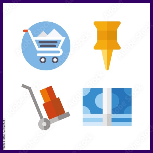 4 Push Icon Vector Illustration Push Set Shopping Cart And - 