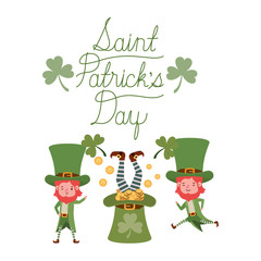 saint patricks day label with leprechauns character