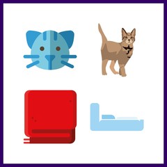 4 sleep icon. Vector illustration sleep set. cat and blanket icons for sleep works