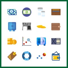 16 currency icon. Vector illustration currency set. wallet and billfold icons for currency works