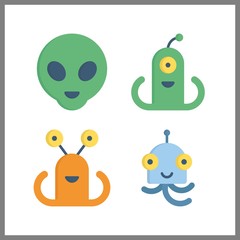 4 character icon. Vector illustration character set. alien icons for character works