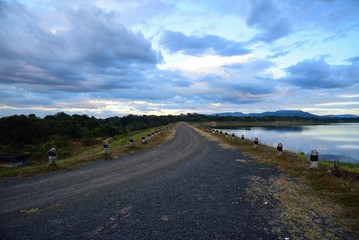 dam on blue sky background