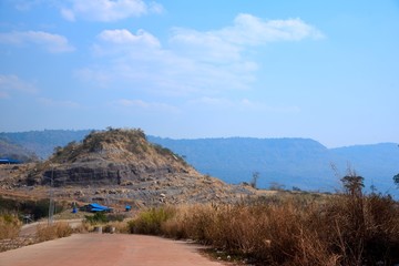 rock mountain on blue sky background
