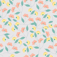 yellow and pink flower seamless pattern