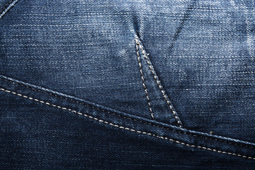 Shabby denim texture for background. Blue jeans 