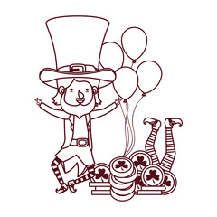 leprechauns with coin and clover isolated icon