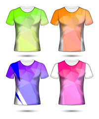  t-shirt templates abstract geometric collection of different colors polygonal mosaic