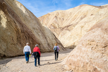 Seniors hiking the Golden Canyon in Death Valley