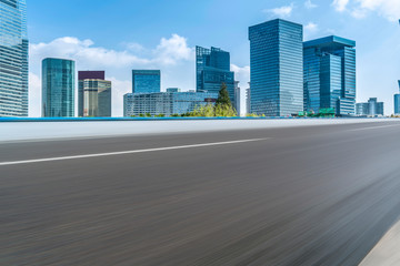 Highway Road and Skyline of Modern Urban Buildings in Shanghai..