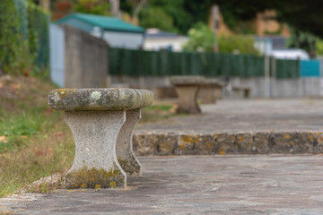 Stone bench in Xiloi beach (O Vicedo, Lugo - Spain).