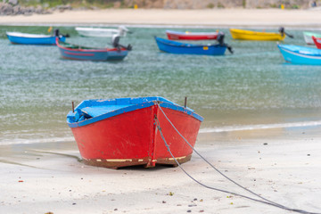Fototapeta premium Boat moored on the beach.
