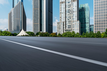 Highway Road and Skyline of Modern Urban Buildings in Shanghai..