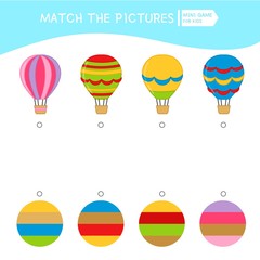 Obraz premium Matching children educational game. Match of balloons and color palettes . Activity for pre sсhool years kids and toddlers.