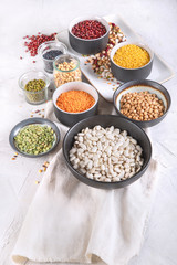 Assortment of colorful legumes