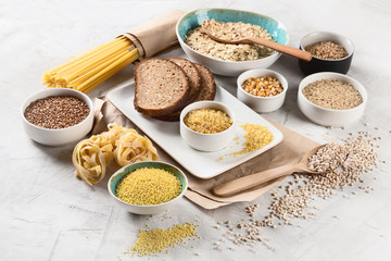 Different types of cereals and grains