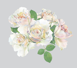 A bouquet of white and pink roses. For weddings, greetings, invitations and birthdays 