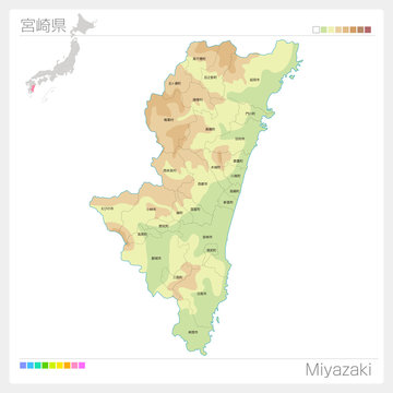 宮崎県の地図 等高線 色分け 市町村 区分け Stock ベクター Adobe Stock 宮崎県の地図 等高線 色分け 市町村 区分け Stock ベクター Adobe Stock