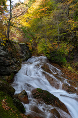 Waterfall in Yokoya Gorge during autumn