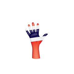 Thailand flag and hand on white background. Vector illustration