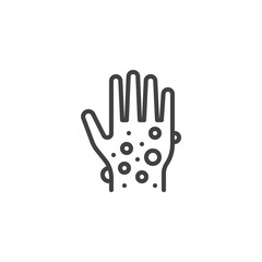 Eczema hand skin line icon. linear style sign for mobile concept and web design. Rash hand, allergic reaction outline vector icon. Symbol, logo illustration. Pixel perfect vector graphics