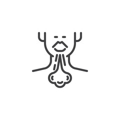 Sneezing person man line icon. linear style sign for mobile concept and web design. Allergy reaction, sick, flu outline vector icon. Symbol, logo illustration. Pixel perfect vector graphics