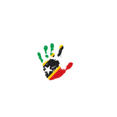 Saint Kitts and Nevis flag and hand on white background. Vector illustration