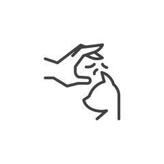 Cat allergy line icon. linear style sign for mobile concept and web design. Allergy to animal fur outline vector icon. Symbol, logo illustration. Pixel perfect vector graphics