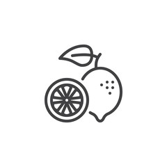 Lemon citrus fruit line icon. linear style sign for mobile concept and web design. Allergen food outline vector icon. Symbol, logo illustration. Pixel perfect vector graphics