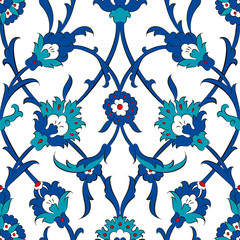 Ottoman Turkish Tile Pattern - obrazy, fototapety, plakaty